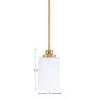 Odyssey One Light Mini Pendant in New Age Brass with 4" White Muslin Shade