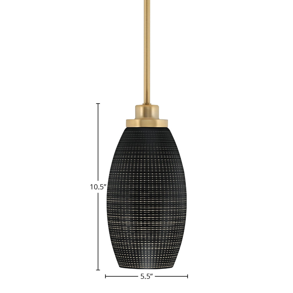 Odyssey One Light Mini Pendant in New Age Brass with 5" Black Matrix Shade