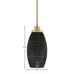 Odyssey One Light Mini Pendant in New Age Brass with 5" Black Matrix Shade