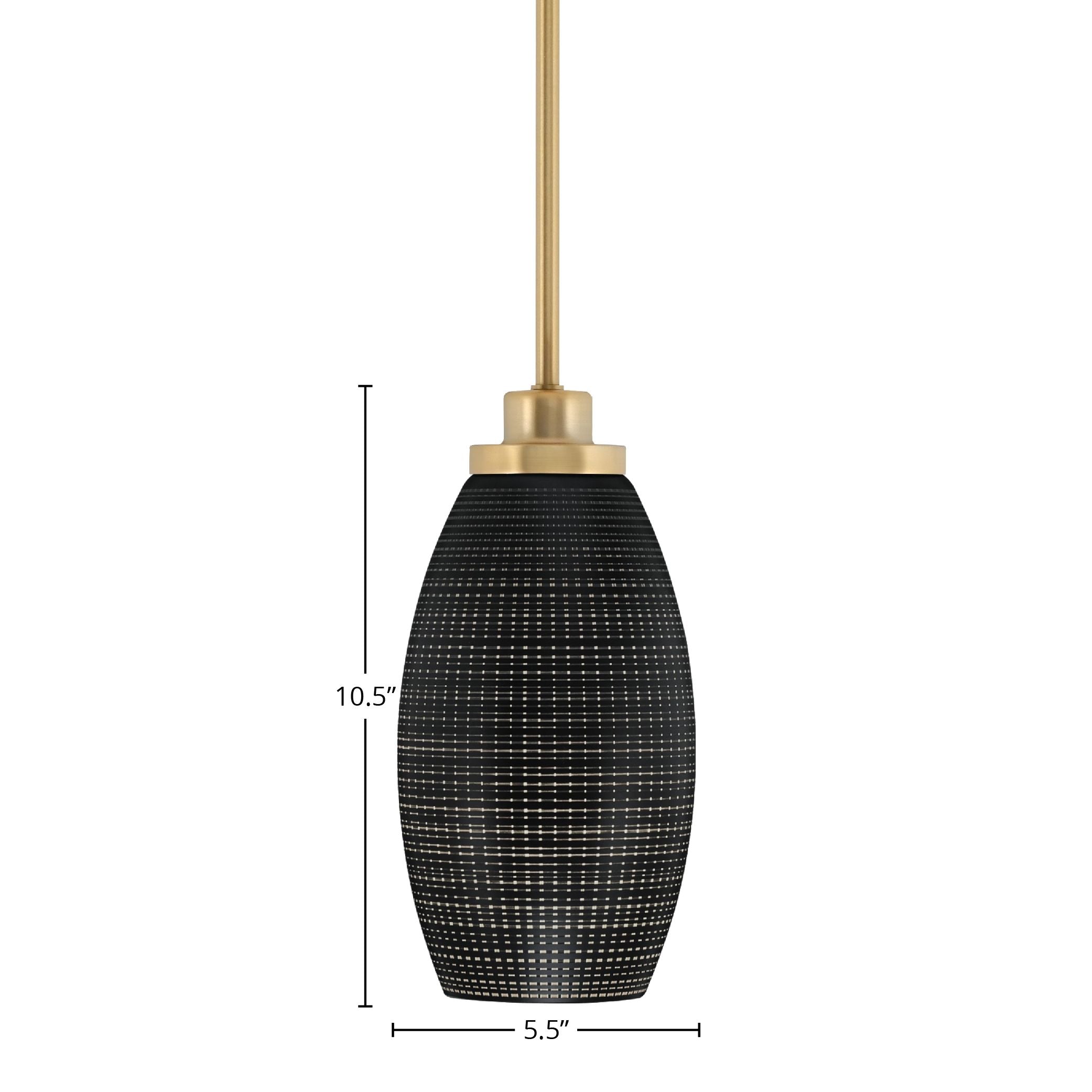 Odyssey One Light Mini Pendant in New Age Brass with 5" Black Matrix Shade