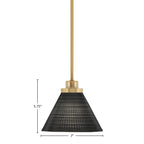 Odyssey One Light Mini Pendant in New Age Brass with 7" Black Matrix Shade