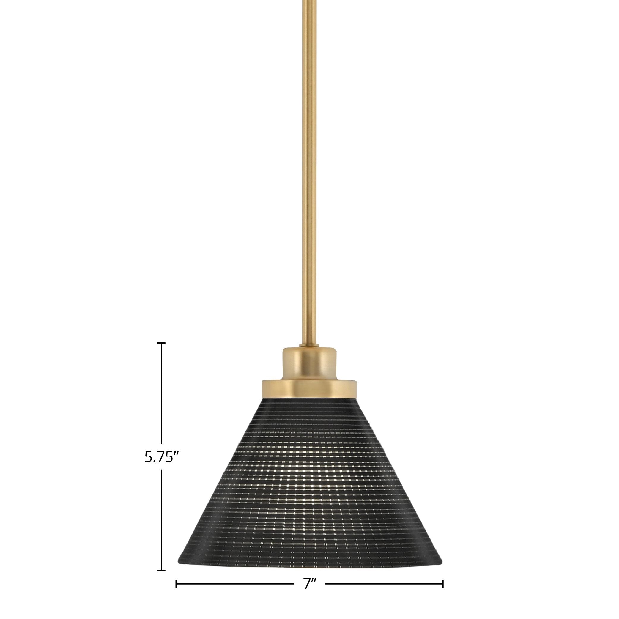 Odyssey One Light Mini Pendant in New Age Brass with 7" Black Matrix Shade
