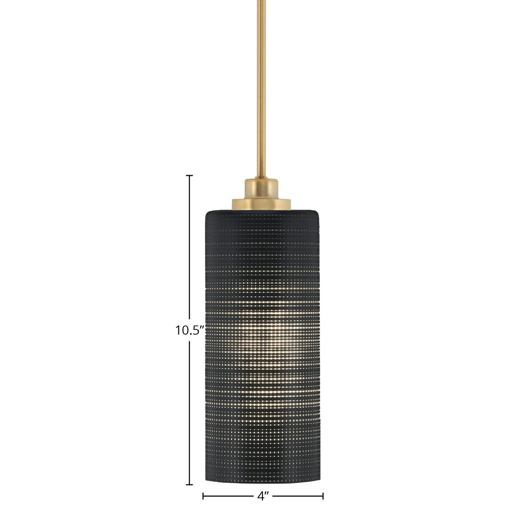 Odyssey One Light Mini Pendant in New Age Brass with 4" Black Matrix Shade