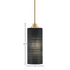Odyssey One Light Mini Pendant in New Age Brass with 4" Black Matrix Shade
