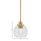 Odyssey One Light Mini Pendant in New Age Brass with 5.75" Clear Bubble Shade