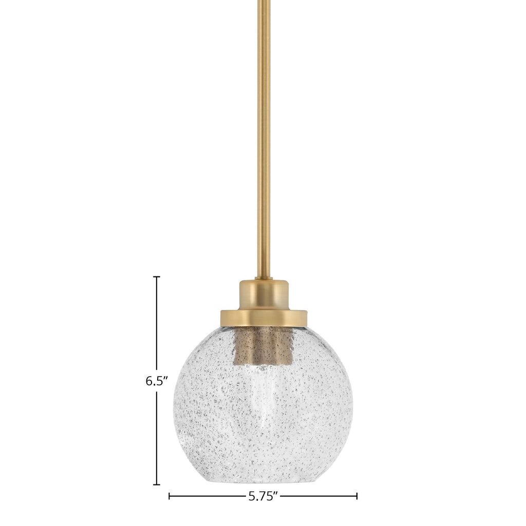 Odyssey One Light Mini Pendant in New Age Brass with 5.75" Smoke Bubble Shade