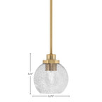 Odyssey One Light Mini Pendant in New Age Brass with 5.75" Smoke Bubble Shade