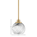 Odyssey One Light Mini Pendant in New Age Brass with 5.75" Onyx Swirl Shade