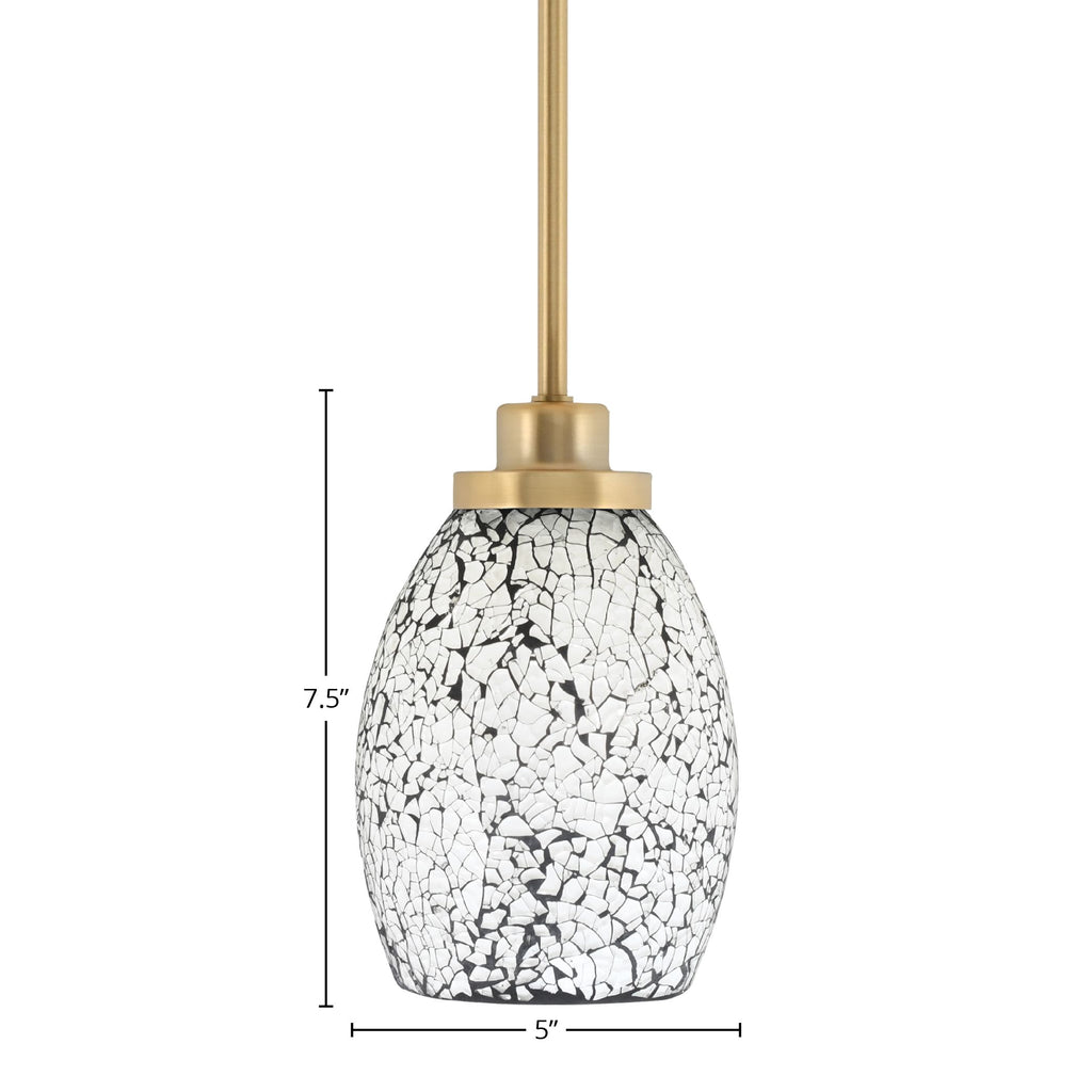 Odyssey One Light Mini Pendant in New Age Brass with 5" Black Fusion Shade