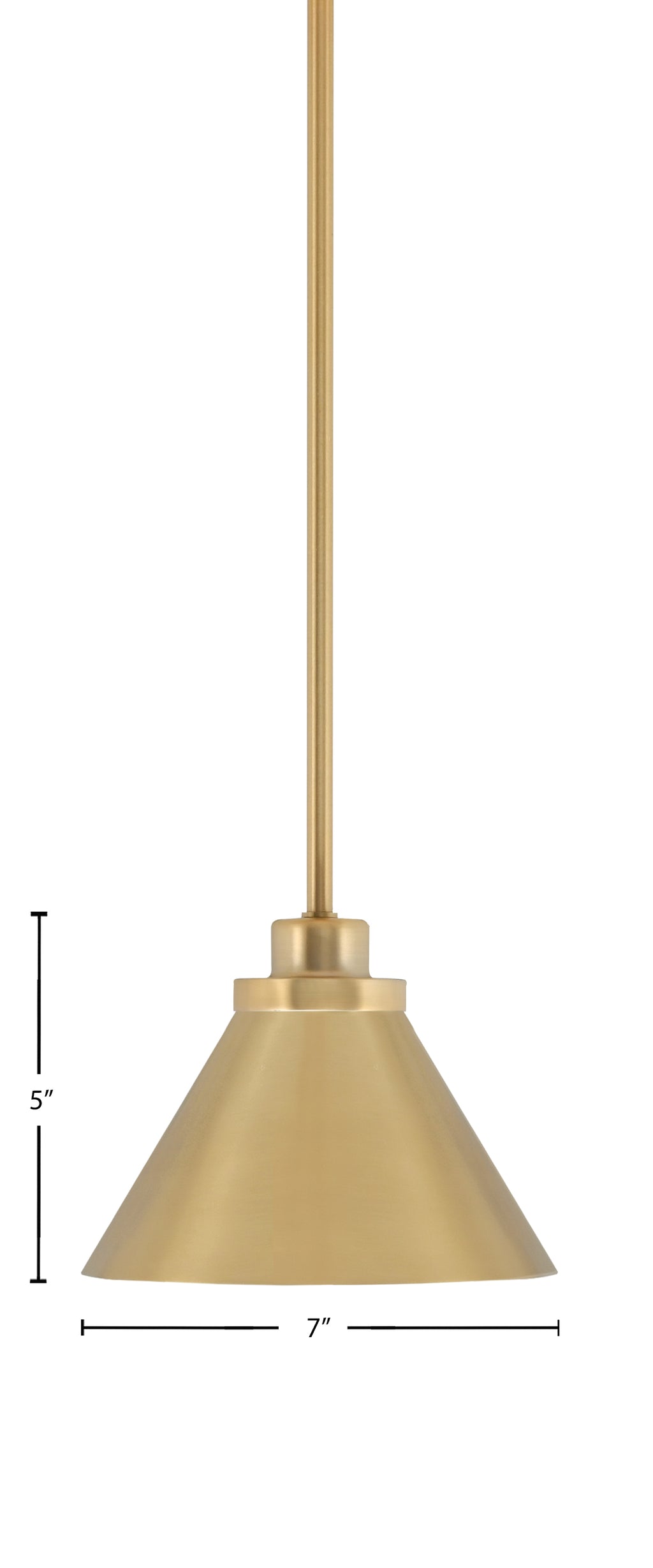 Odyssey One Light Mini Pendant in New Age Brass with 7" New Age Brass Cone Metal Shade Shade