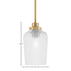 Odyssey One Light Mini Pendant in New Age Brass with 5" Clear Textured Shade