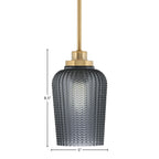 Odyssey One Light Mini Pendant in New Age Brass with 5" Smoke Textured Shade