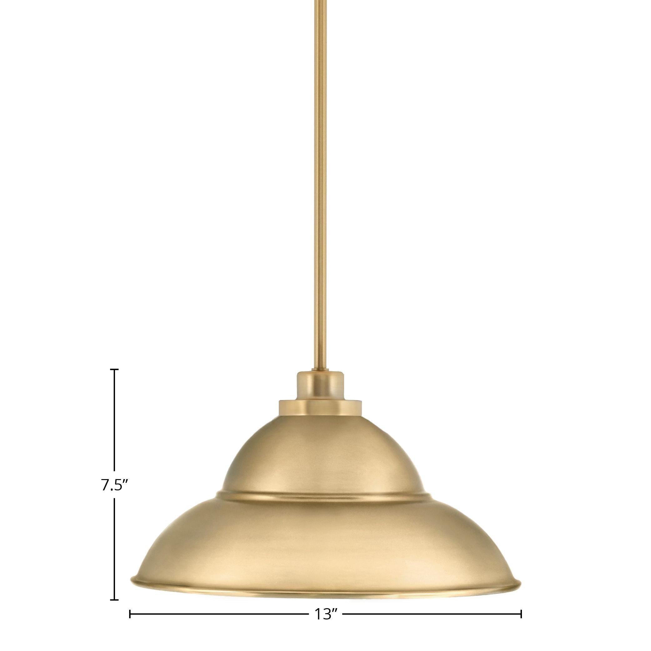 Odyssey One Light Mini Pendant in New Age Brass with 13" New Age Brass Double Bubble Metal Shade Shade