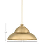 Odyssey One Light Mini Pendant in New Age Brass with 16" New Age Brass Double Bubble Metal Shade Shade
