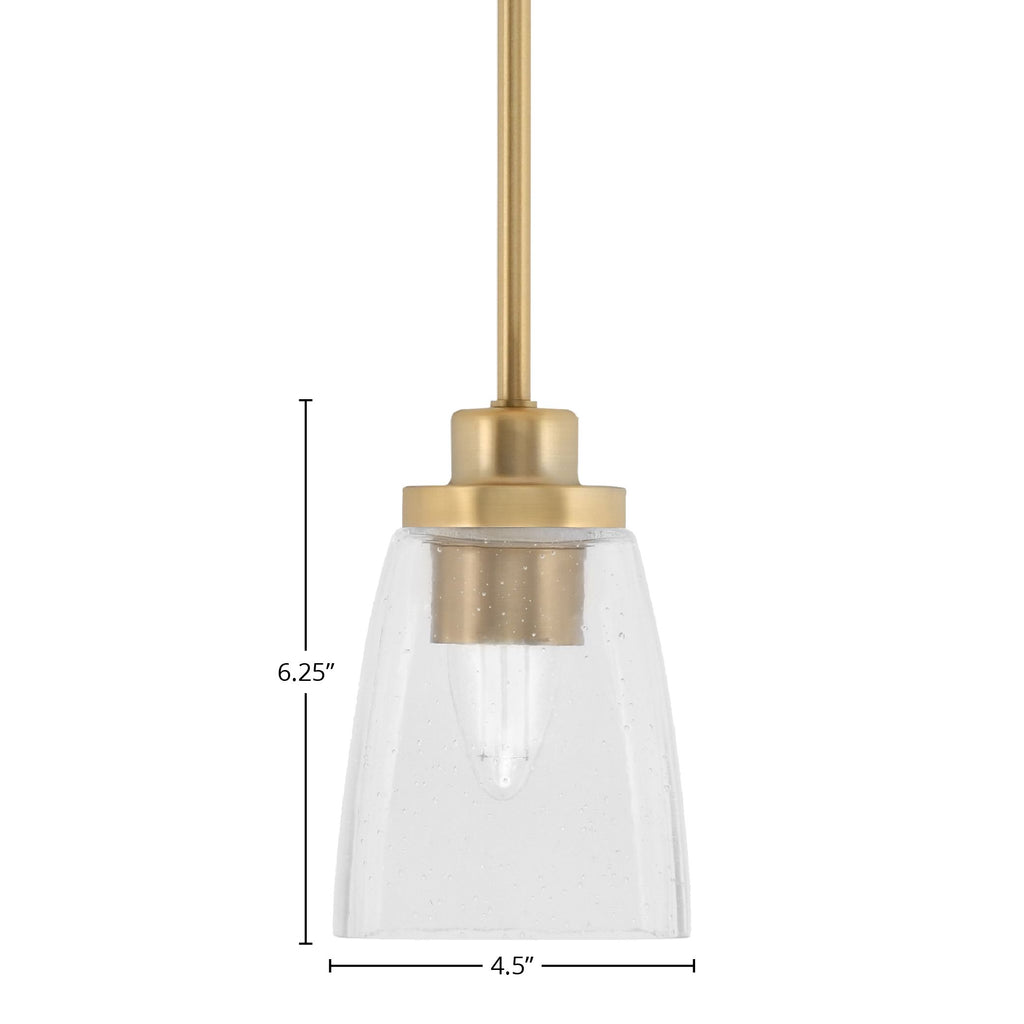 Odyssey One Light Mini Pendant in New Age Brass with 5" Clear Bubble Shade