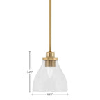Odyssey One Light Mini Pendant in New Age Brass with 6.25" Clear Bubble Shade