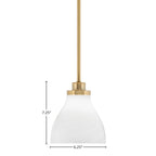 Odyssey One Light Mini Pendant in New Age Brass with 6.25" White Marble Shade
