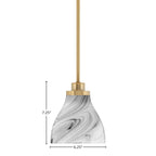 Odyssey One Light Mini Pendant in New Age Brass with 6.25" Onyx Swirl Shade
