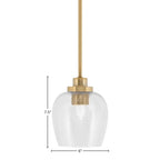 Odyssey One Light Mini Pendant in New Age Brass with 6" Clear Bubble Shade