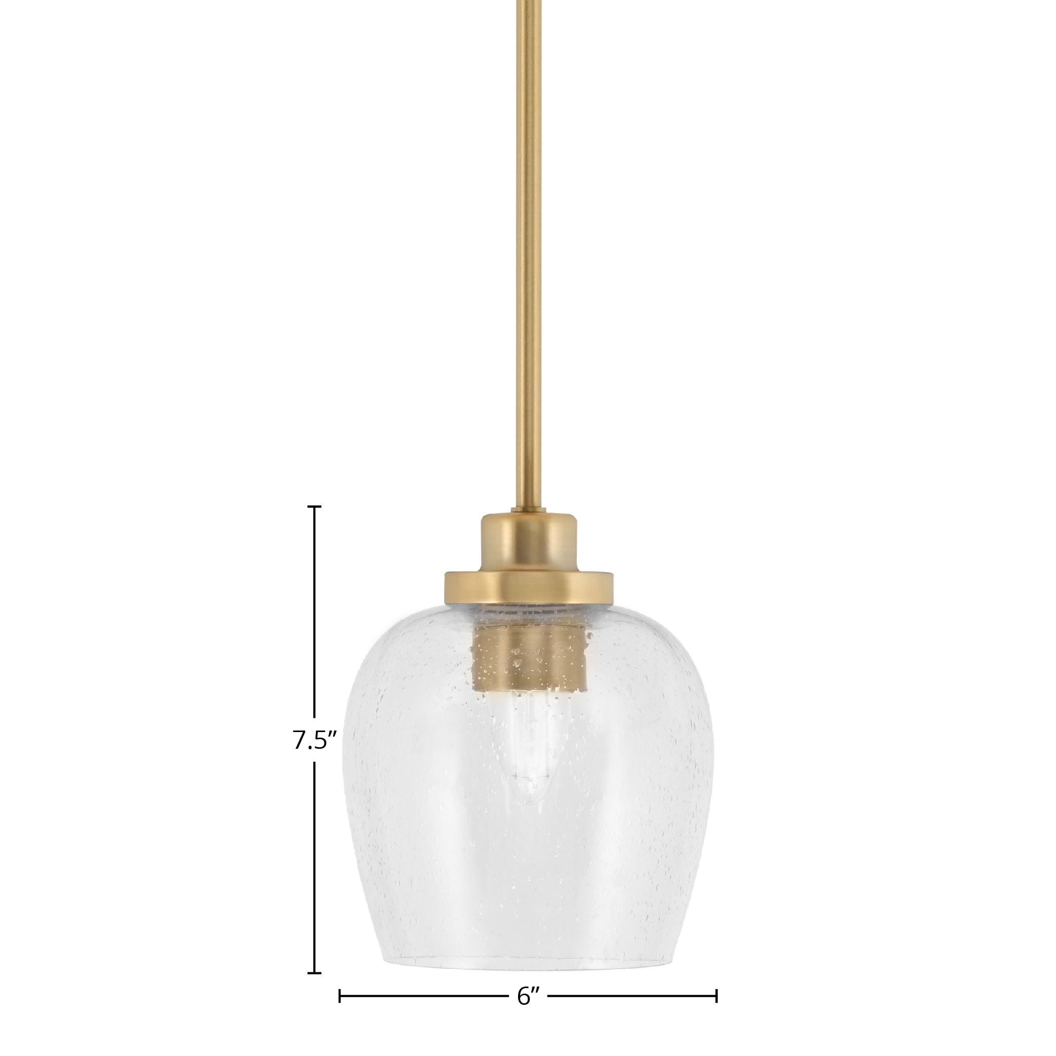 Odyssey One Light Mini Pendant in New Age Brass with 6" Clear Bubble Shade
