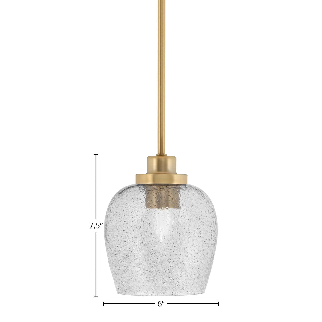 Odyssey One Light Mini Pendant in New Age Brass with 6" Smoke Bubble Shade