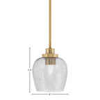 Odyssey One Light Mini Pendant in New Age Brass with 6" Smoke Bubble Shade