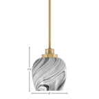 Odyssey One Light Mini Pendant in New Age Brass with 6" Onyx Swirl Shade