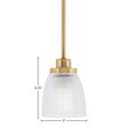 Odyssey One Light Mini Pendant in New Age Brass with 5" Clear Ribbed Shade