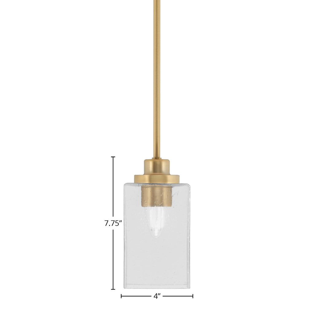 Odyssey One Light Mini Pendant in New Age Brass with 4" Clear Bubble Shade