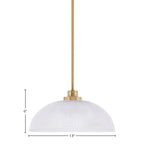 Odyssey One Light Mini Pendant in New Age Brass with 13" Clear Ribbed Shade