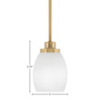 Odyssey One Light Mini Pendant in New Age Brass with 5" White Linen Shade