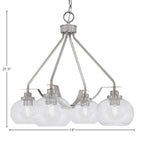 Odyssey Four Light Chandelier in Brushed Nickel with 7" Clear Bubble Shade