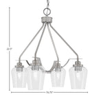 Odyssey Four Light Chandelier in Brushed Nickel with 5" Clear Bubble Shade