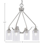 Odyssey Four Light Chandelier in Brushed Nickel with 4" Clear Bubble Shade