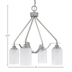 Odyssey Four Light Chandelier in Brushed Nickel with 4" White Marble Shade