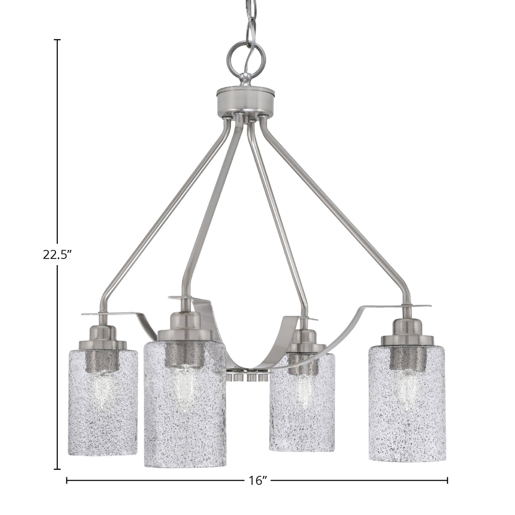 Odyssey Four Light Chandelier in Brushed Nickel with 4" Smoke Bubble Shade
