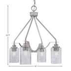 Odyssey Four Light Chandelier in Brushed Nickel with 4" Smoke Bubble Shade