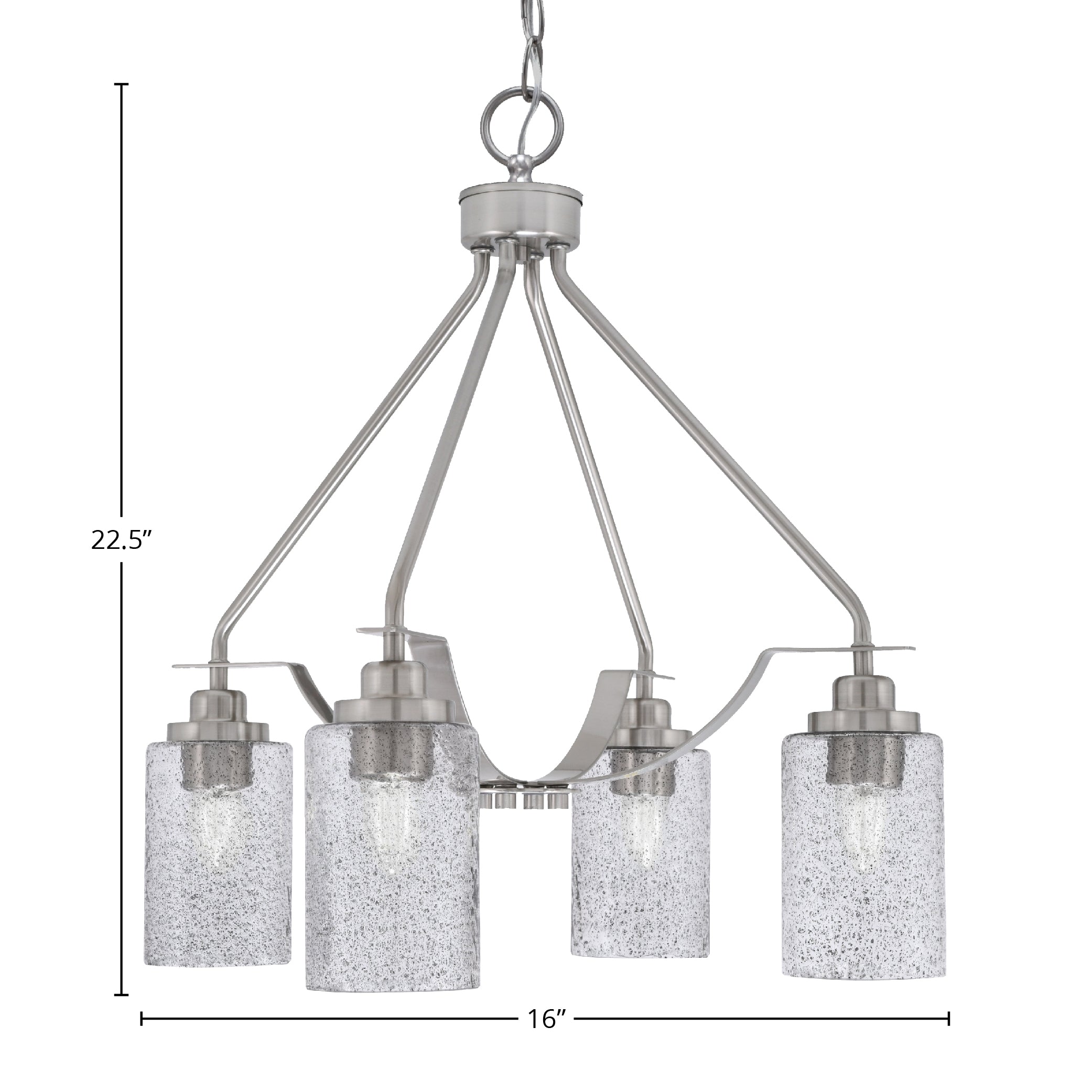 Odyssey Four Light Chandelier in Brushed Nickel with 4" Smoke Bubble Shade