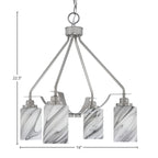 Odyssey Four Light Chandelier in Brushed Nickel with 4" Onyx Swirl Shade