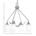 Odyssey Four Light Chandelier in Brushed Nickel with 4" White Muslin Shade