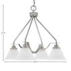 Odyssey Four Light Chandelier in Brushed Nickel with 7" White Muslin Shade