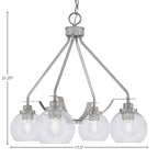 Odyssey Four Light Chandelier in Brushed Nickel with 5.75" Clear Bubble Shade