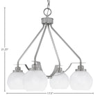 Odyssey Four Light Chandelier in Brushed Nickel with 5.75" White Marble Shade