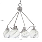 Odyssey Four Light Chandelier in Brushed Nickel with 5.75" Onyx Swirl Shade