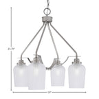 Odyssey Four Light Chandelier in Brushed Nickel with 5" Clear Textured Shade