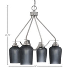 Odyssey Four Light Chandelier in Brushed Nickel with 5" Smoke Textured Shade