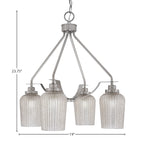 Odyssey Four Light Chandelier in Brushed Nickel with 5" Silver Textured Shade
