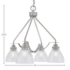 Odyssey Four Light Chandelier in Brushed Nickel with 6.25" Clear Bubble Shade