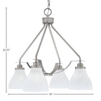 Odyssey Four Light Chandelier in Brushed Nickel with 6.25" White Marble Shade