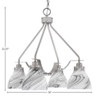 Odyssey Four Light Chandelier in Brushed Nickel with 6.25" Onyx Swirl Shade